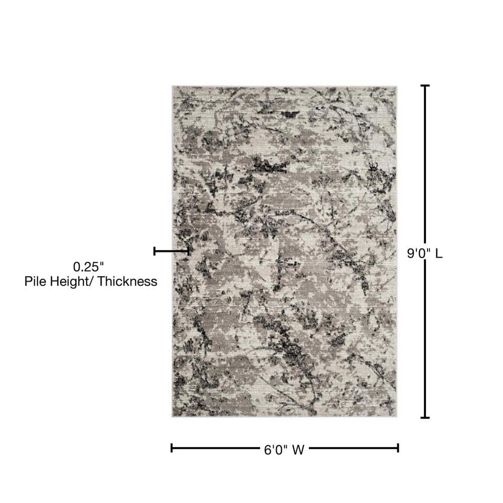 Skyler Gray Abstract 6' x 9' Synthetic Area Rug
