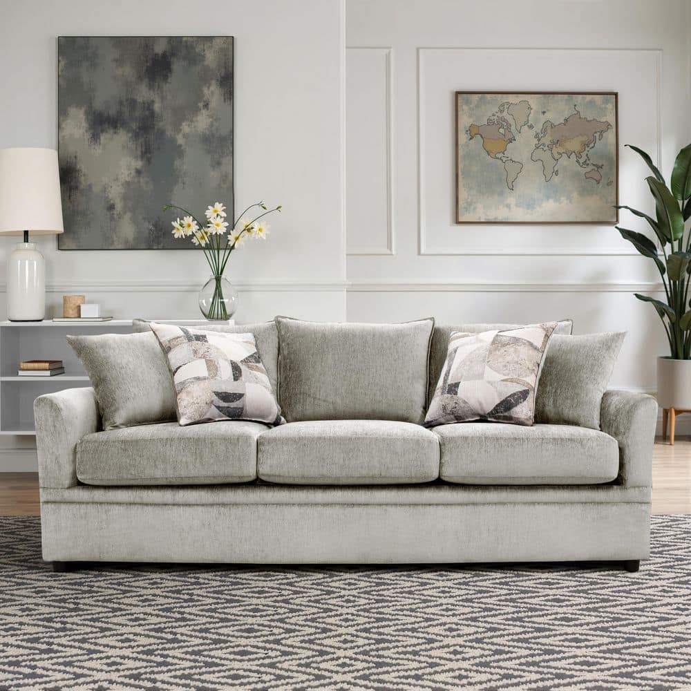 New Classic Furniture Sylvie 80.5 in. Flared Arm Polyester Removable Cushion Sofa in Light Gray price history on PriceWatchPro