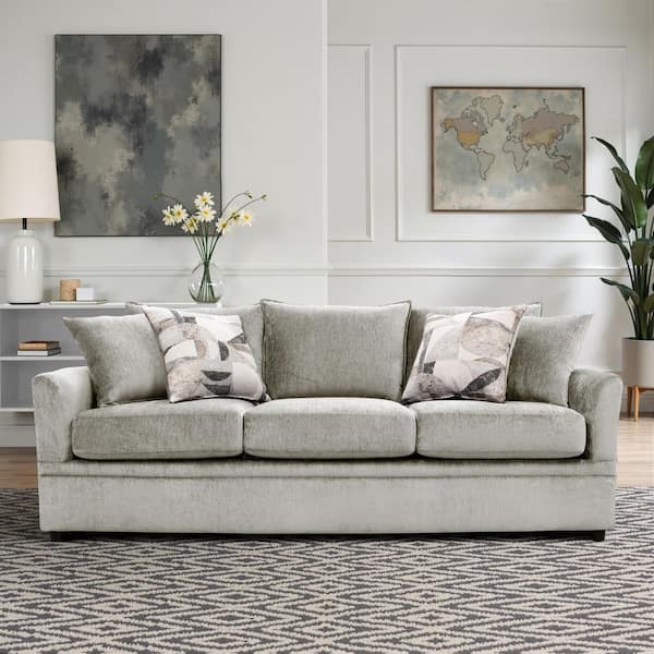 New Classic Furniture Sylvie 80.5 in. Flared Arm Polyester Removable Cushion Sofa in Light Gray