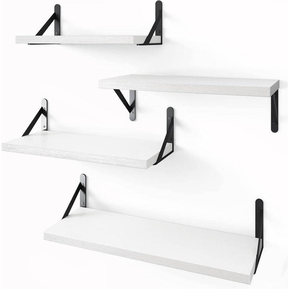 16.5 in. W x 6.1 in. D White Composite Decorative Wall Shelf, 4-Sets of Wal