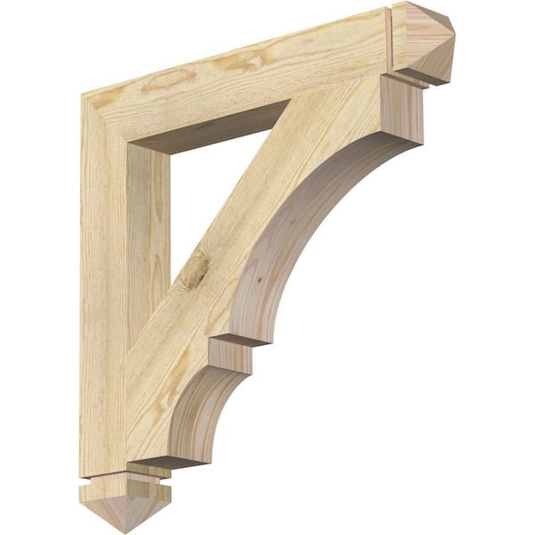 Ekena Millwork 4 in. x 28 in. x 28 in. Douglas Fir Balboa Arts and Crafts Rough Sawn Bracket