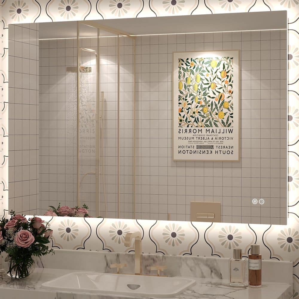 44 in. W x 30 in. H Rectangular Frameless Super Bright Backlited LED Anti-Fog Tempered Glass Wall Bathroom Vanity Mirror price history on PriceWatchPro