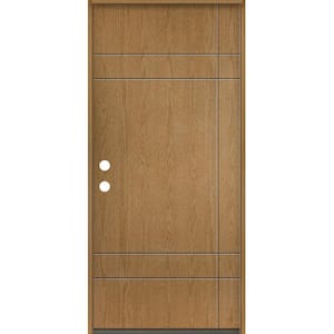 SUMMIT Modern 36 in. x 80 in. Right-Hand/Inswing 10-Grid Solid Panel Bourbon Stain Fiberglass Prehung Front Door