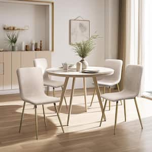 Scargill Beige Textured Fabric Upholstered Dining Chairs (Set of 4)