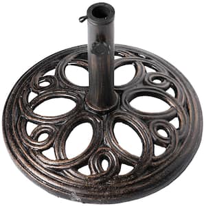 24 lbs. Round Decorative Cast Iron Patio Umbrella Base in Bronze