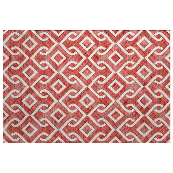 Dream Shag Premium Machine Washable Abstract ADS621 Red 2 ft. x 3 ft. Accent Rug