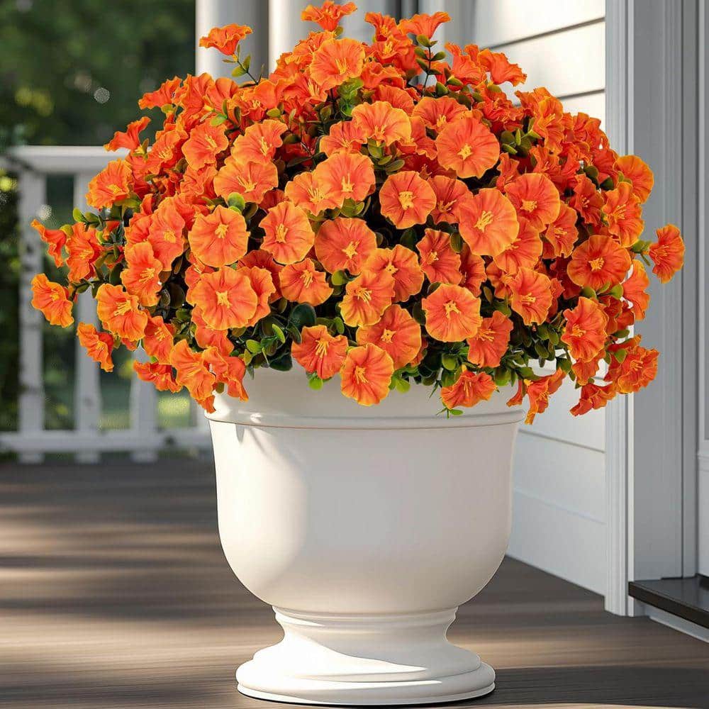 優しいオレンジの花咲くフラワーアゲートスフィア＊ドゥルージー入り 13.78 in Orange Indoor/Outdoor Artificial Morning Glory Fake