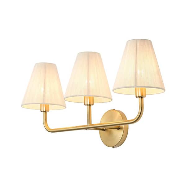 HUOKU Haven 3-Light 23.6 in.W Brushed Brass Modern Bathroom Vanity