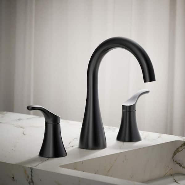Simplice Double-Handle 0.5 GPM 8 in. Widespread Bathroom Sink Faucet in Matte Black