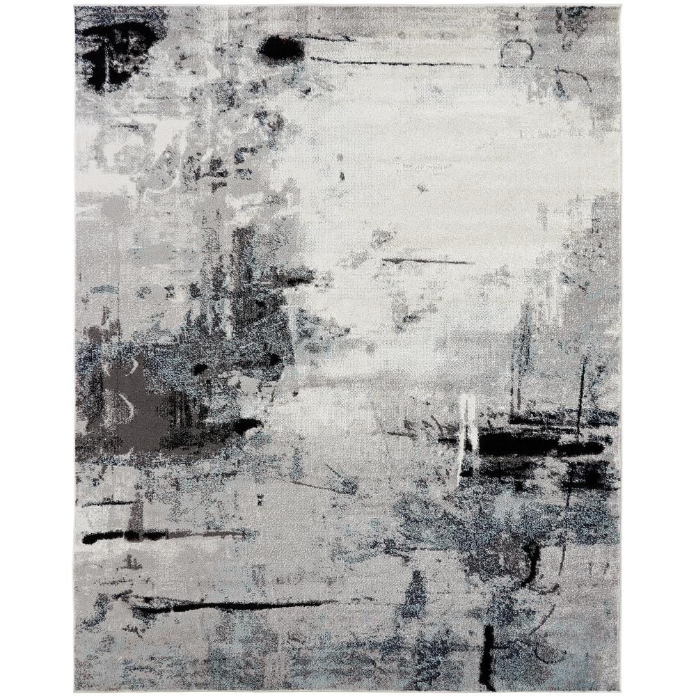 KALATY Grey Tones and White 2 ft. 6 in. x 10 ft. Area Rug SC-056 2610 ...