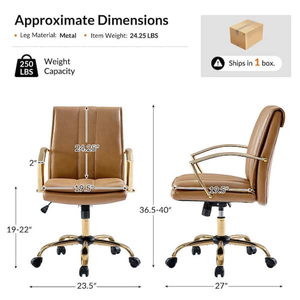 JAYDEN CREATION Carlos Genuine Leather Swivel Office Chair in