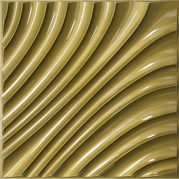 Afoxsos Gold Wave 3D Wall Panels 19.7 in. x19.7 in. Wood Grain Wall Panels (12-Pieces)