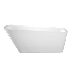 Marakesh 67.37 in. Acrylic Slipper Flatbottom Non-Whirlpool Bathtub in White with Integral Drain in White