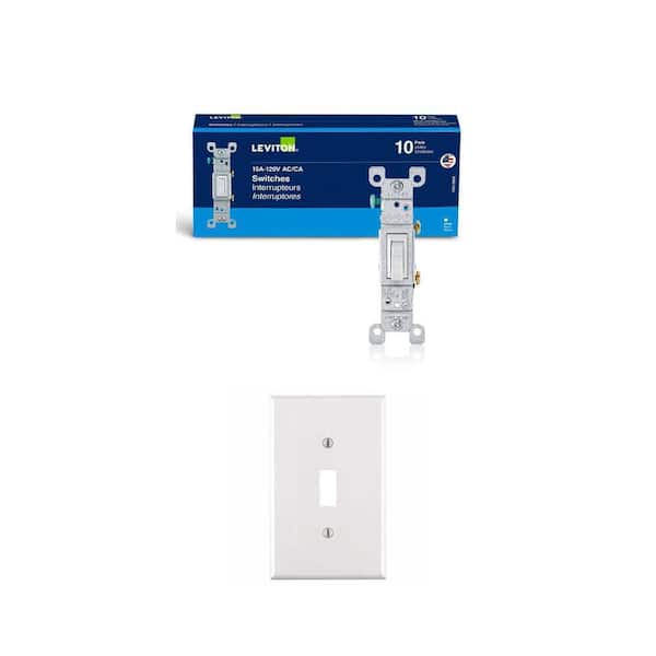 1-Gang White Toggle Wall Plate and 15 Amp Single-Pole Switch Combo (10-Pack)