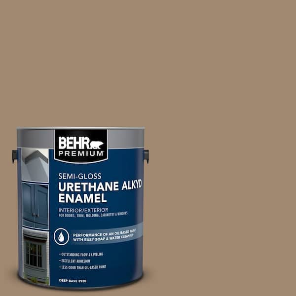 BEHR PREMIUM 1 gal. #700D-5 Toffee Crunch Urethane Alkyd Semi-Gloss Enamel Interior/Exterior Paint