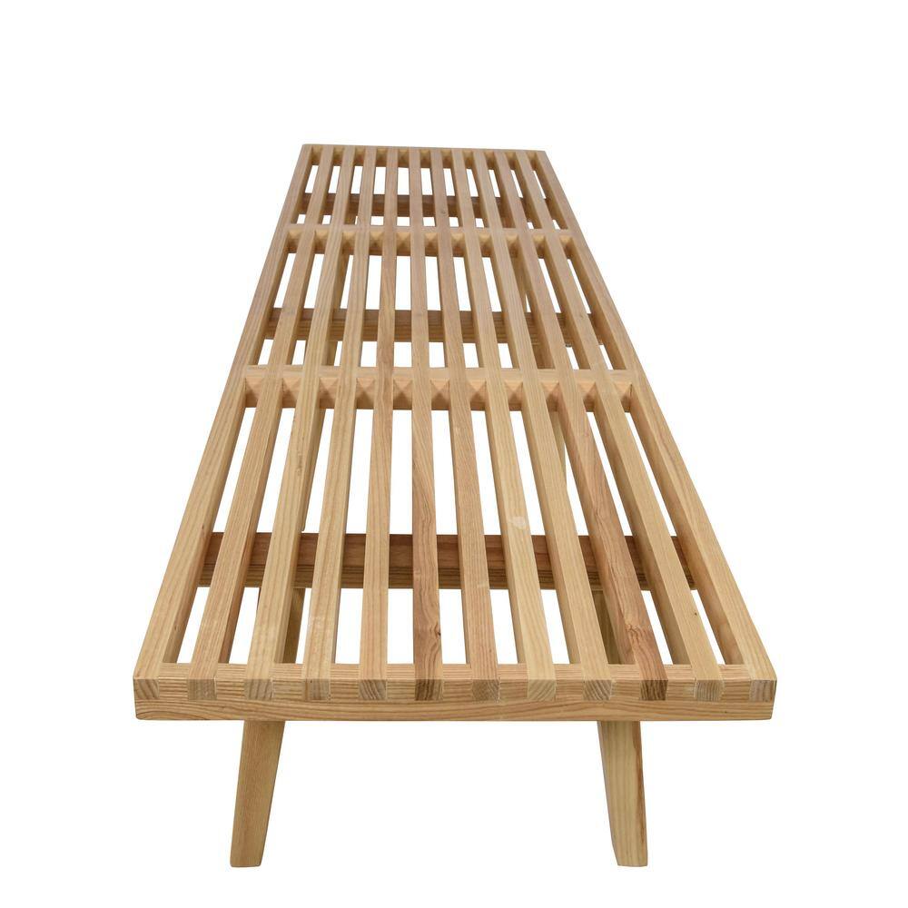 Mid-Century 5' Natural Wood Platform Bench