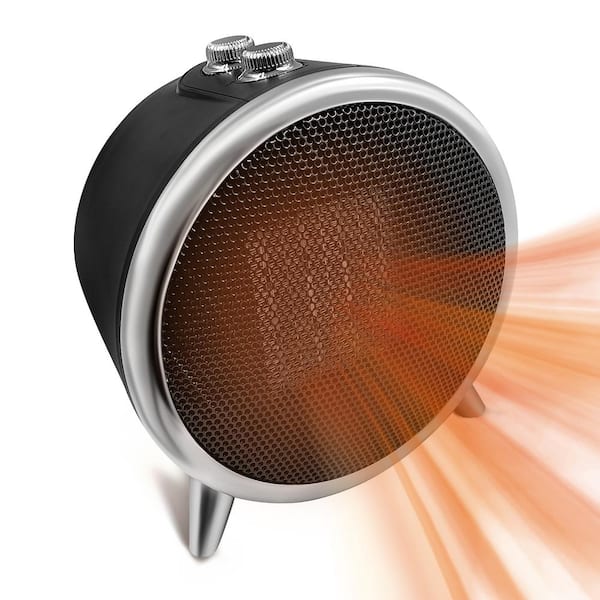 1500-Watt 10 in. Black Retro Design Forced Air Electric Ceramic Heater