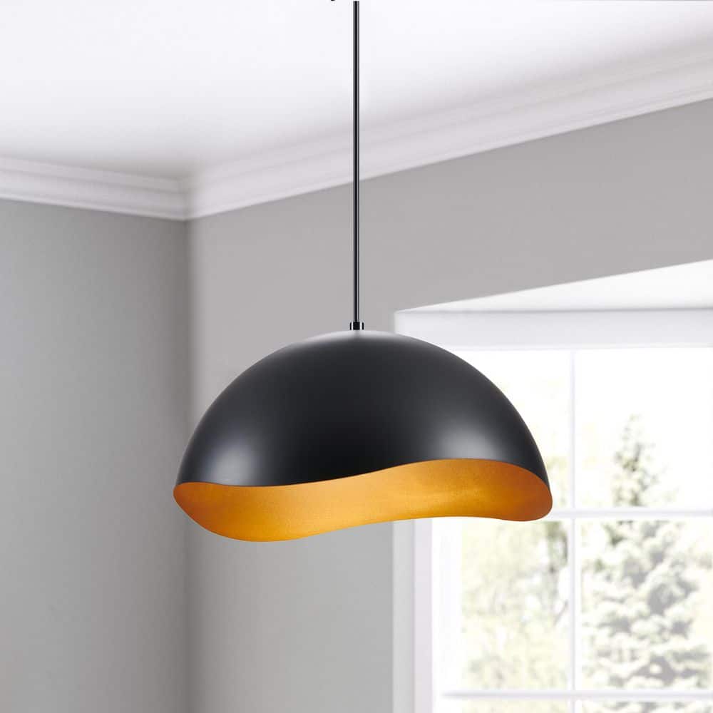 14.75 in. 1-Light Painted Black Dimmable Pendant Light with Metal Shade price history on PriceWatchPro
