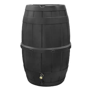 39 Gal. Recycled Materials Black Rain Barrel with Rust-Proof Brass Spigot