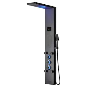 5-in-One 5-Jet Shower Panel Tower System With LED Rainfall Waterfall Shower Head,and Massage Body Jets in Matte Black