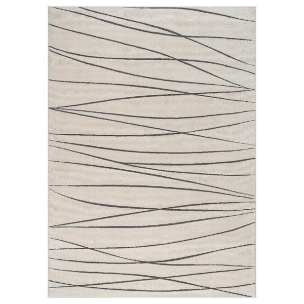 Kielo Bardi Ivory 8 ft. x 10 ft. Abstract Indoor Area Rug