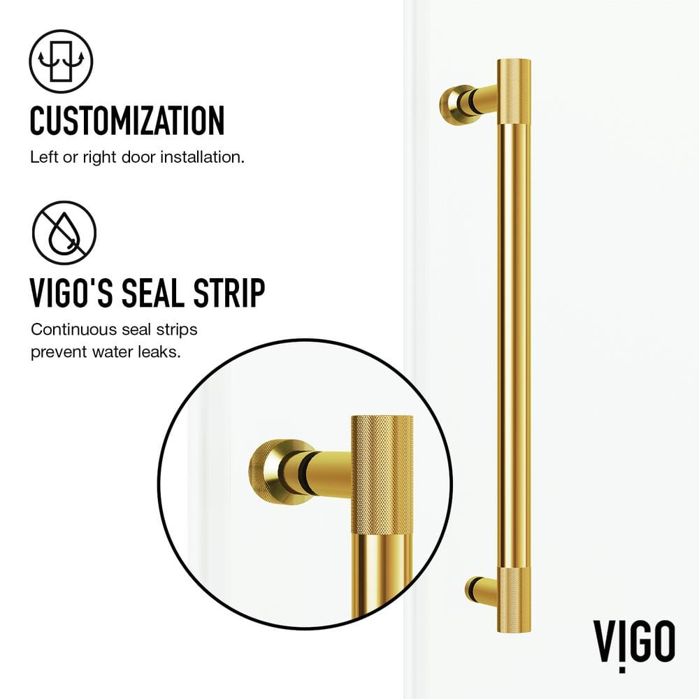 Cass 60" Frameless Sliding Shower Door with Matte Brushed Gold Finish