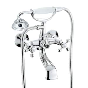 Classic 6 in. 2-Handle 1-Spray Tub and Shower Faucet with Porcelain Hand Held Shower in Polished Chrome (Valve Included)