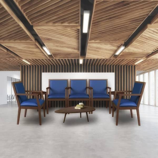 Vinyl Regent WallGuard Reception Wood Side Chair in Blue