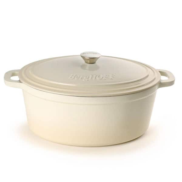 BergHOFF Neo Cast Iron 8 qt. Oval Dutch Oven 13 in. with Lid, Meringue