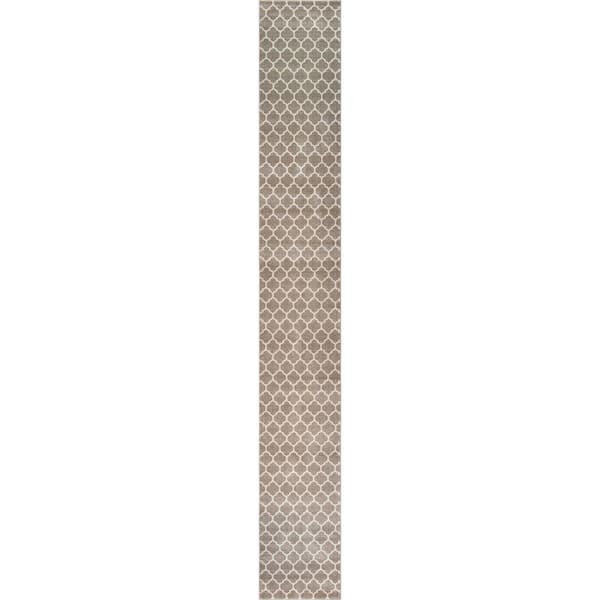 Unique Loom Trellis Philadelphia Light Brown/Beige 2' 7 x 19' 8 Runner Rug