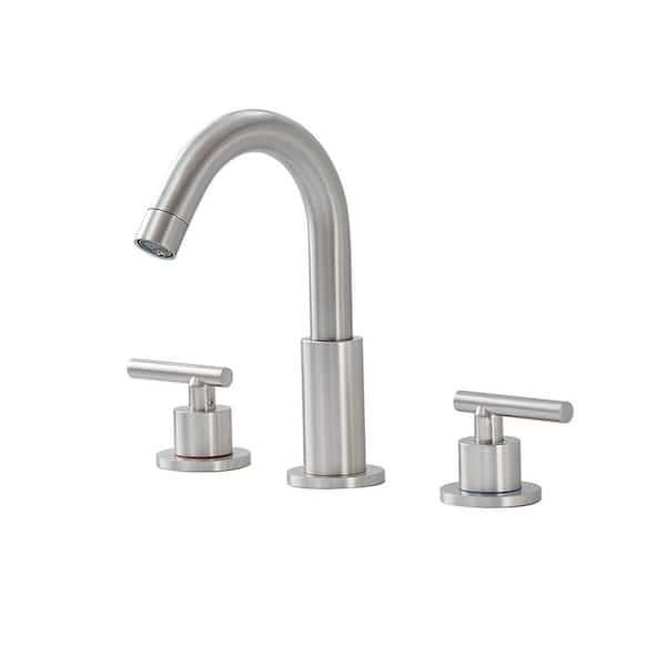 Unbranded 8 in. Widespread 2-Handle Bathroom Faucet with Drain Assembly in Brushed Nickel