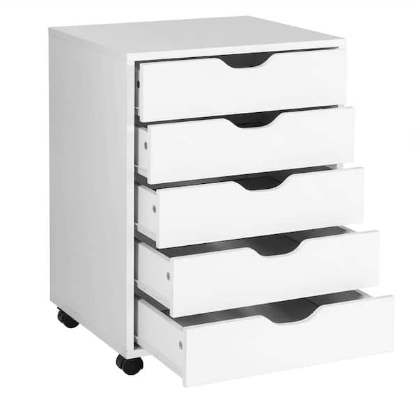 Costway 7 Drawer Chest Storage Dresser Floor Cabinet Organizer with Wheels  White