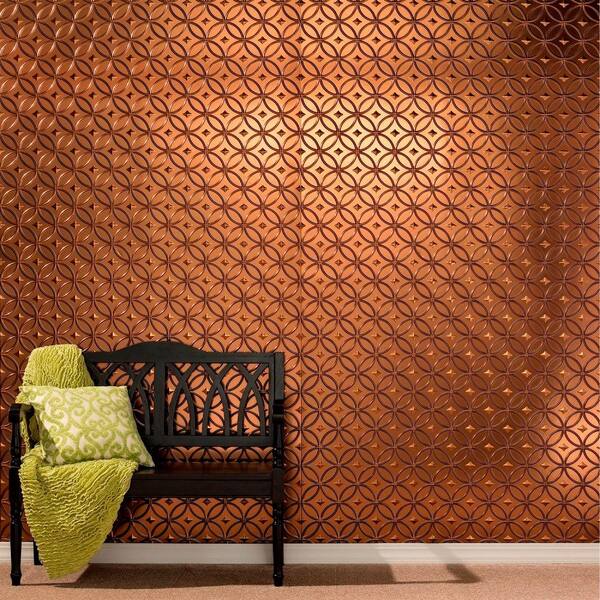 Fasade Rings 96 in. x 48 in. Decorative Wall Panel in Copper Fantasy
