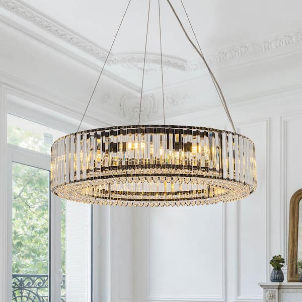EDISLIVE Orillia Contemporary 25.98 in. 8-Light Black Crystal Ring Chandelier