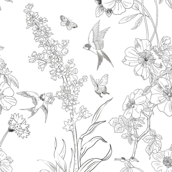 Bird and Plants Peel and Stick Wallpaper, Contact Paper Roll (Covers 14.11 sq. ft. )