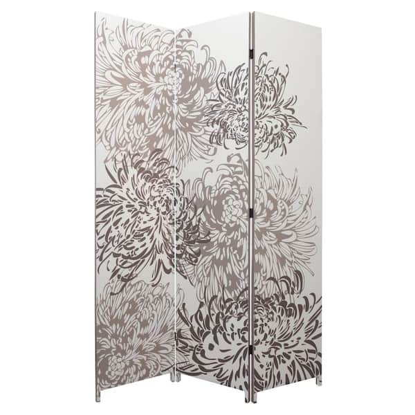 AZ Home and Gifts kieragrace Bota Triple Panel Room Divider - White, 47" by 71", Chrysanthemum