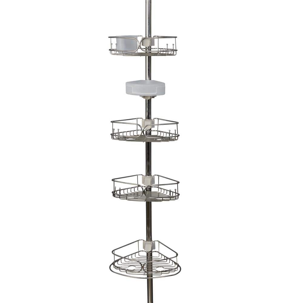 Zenna Home Rustproof Tension Pole Shower Caddy with 4 Baskets in