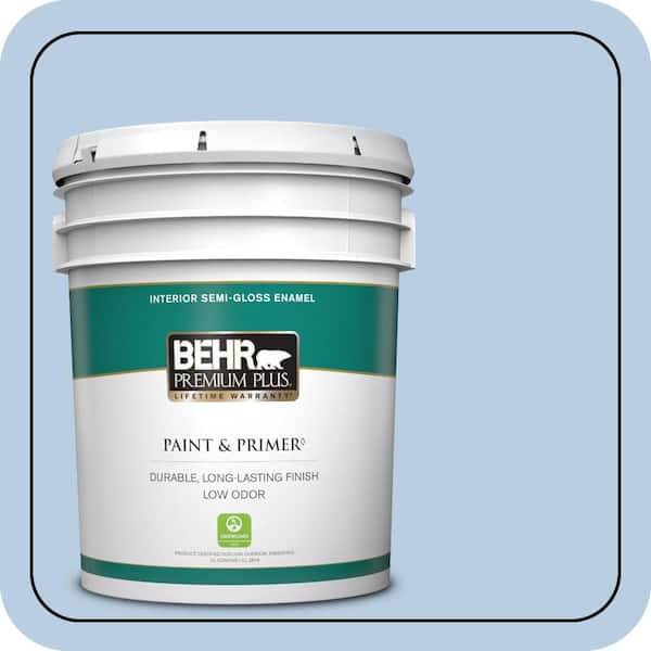 BEHR PREMIUM PLUS 5 gal. #580C-3 Impressionist Sky Semi-Gloss Enamel Low Odor Interior Paint & Primer