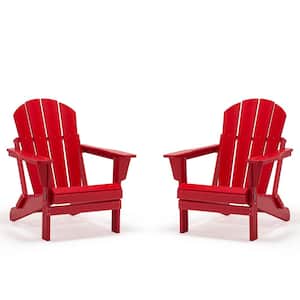 Vick Red Classic Folding Plastic Adirondack Chair (2-Pack)