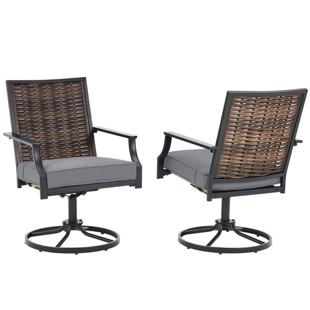 Patio Swivel Chairs Set of 2, All-Weather Cast Aluminum Patio Swivel Dining