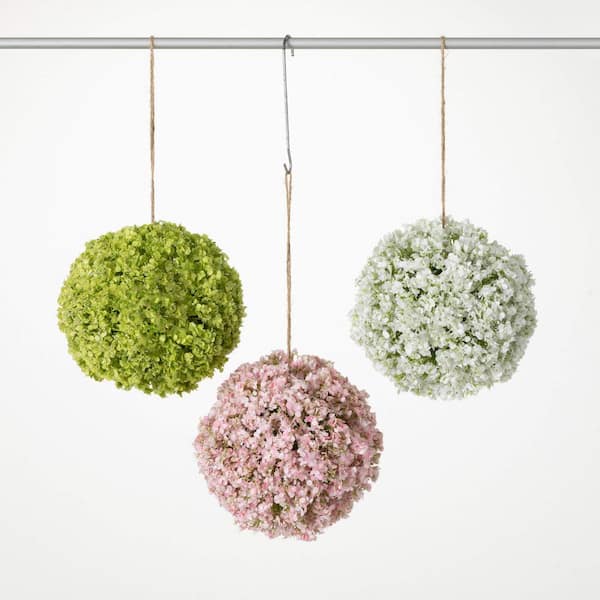 SULLIVANS 7 in. Artificial Hanging Floral Orbs (Set of 3)