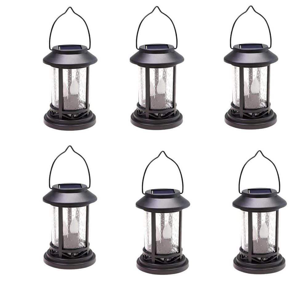 6-Pack Outdoor Solar Lantern, Flickering Decorative Lantern Stake Lighting, Patio Accessories and Decor, Black price history on PriceWatchPro