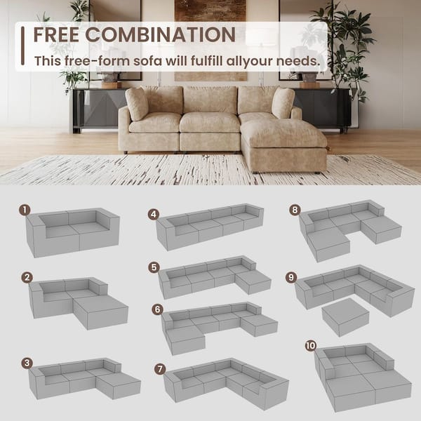 J&E Home 100.5 in. Square Arm Chenille 4-piece L-Shaped Sectional
