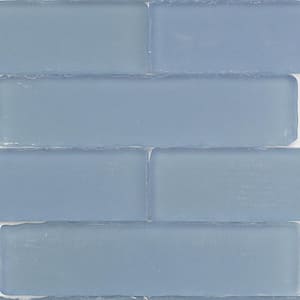 Ocean Cloud Beached 2 in. x 8 in. x 8 mm Frosted Glass Subway Tile (36 pieces 4 sq.ft./Box)