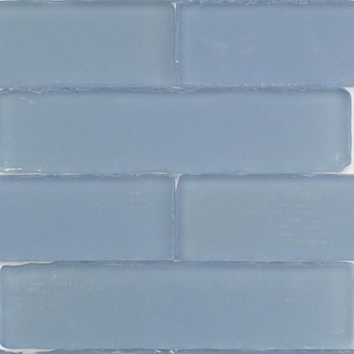 Ocean Cloud Beached 2 in. x 8 in. x 8 mm Frosted Glass Subway Tile (36 pieces 4 sq.ft./Box)