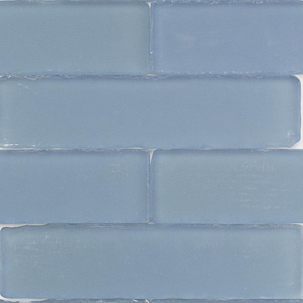 Ivy Hill Tile Ocean Cloud Beached 9 Loose Pieces 2 in. x 8 in. x 8 mm Frosted Glass Subway Tile