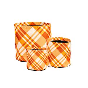 Fall Plaid Round Fabric Planters (3-Pack)