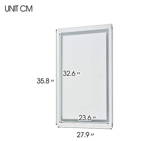 Unbranded 36 in. W x 28 in. H Large Rectangular Frameless Anti-Fog Wall Bathroom Vanity Mirror in Natural