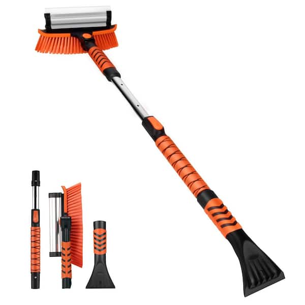 Universal Car Extendable Ice Scraper and Snow Brush Heavy-Duty Winter Remover Adjustable Telescopic Handle