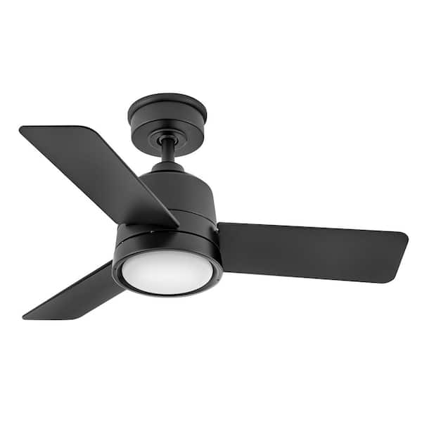 HINKLEY - Chet 36.0 in. Indoor/Outdoor Integrated LED Matte Black Ceiling Fan with Remote Control